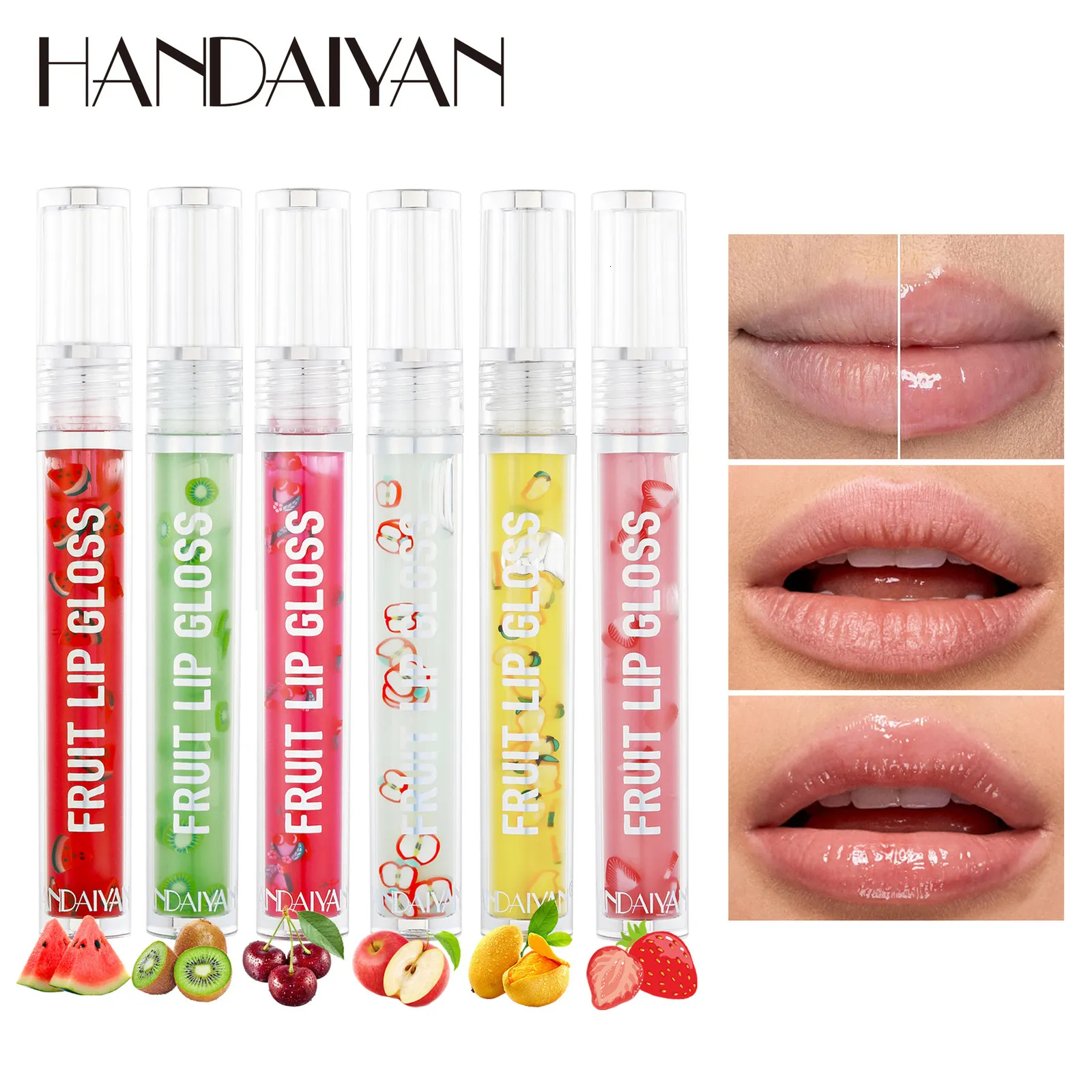 الشفاه Gloss Handaiyan 6Color Fruit Beauty Lipgloss ترطيب شفاه مضادات الشفاه البالسامو الشفوية Hidratante 230808
