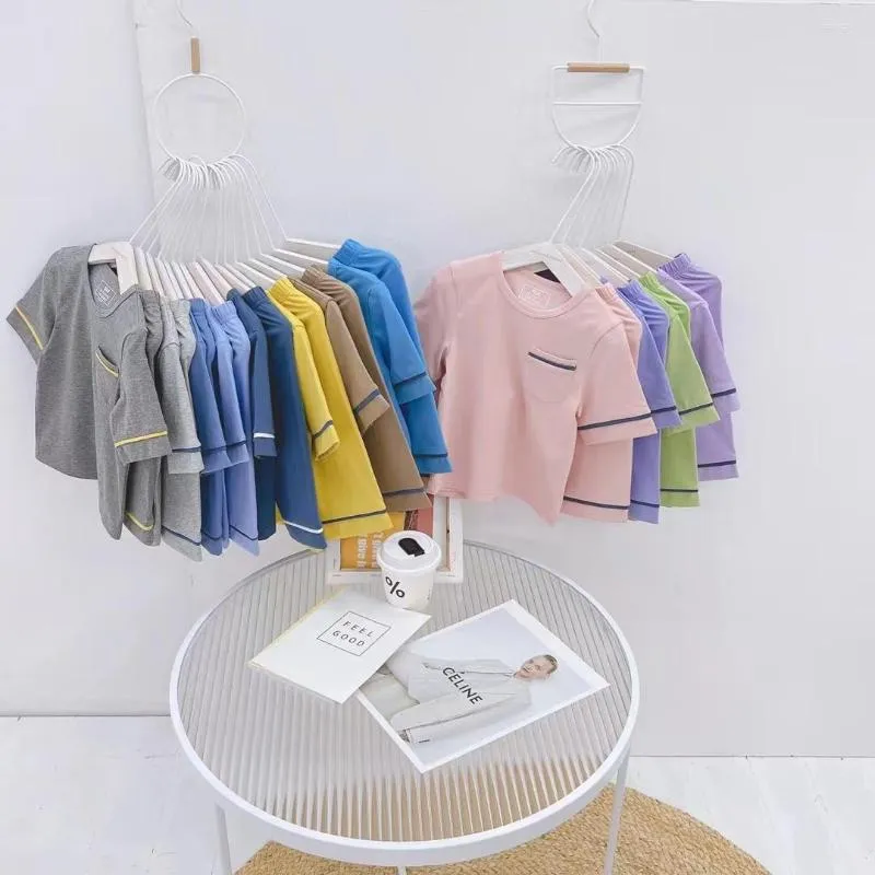 Clothing Sets 2023 Baby Cotton Set Summer Pocket Boy And Girl Clothes Suit Pajamas Sports T Shirt Shorts Wholesale Kids Wear