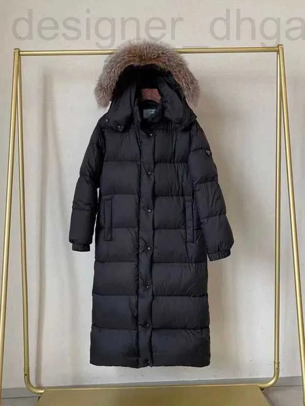 Parkas en duvet pour femmes concepteur européen haut de gamme P maison 2022 hiver grand col de fourrure lâche surdimensionné épaissi allongé sur le genou blanc doudoune femme F1NS