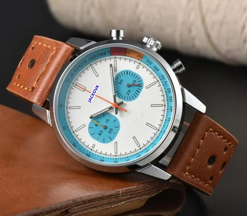 Iced Out Stopwatch Watch With Full Functional Movement, Genuine Leather Band, Personalised