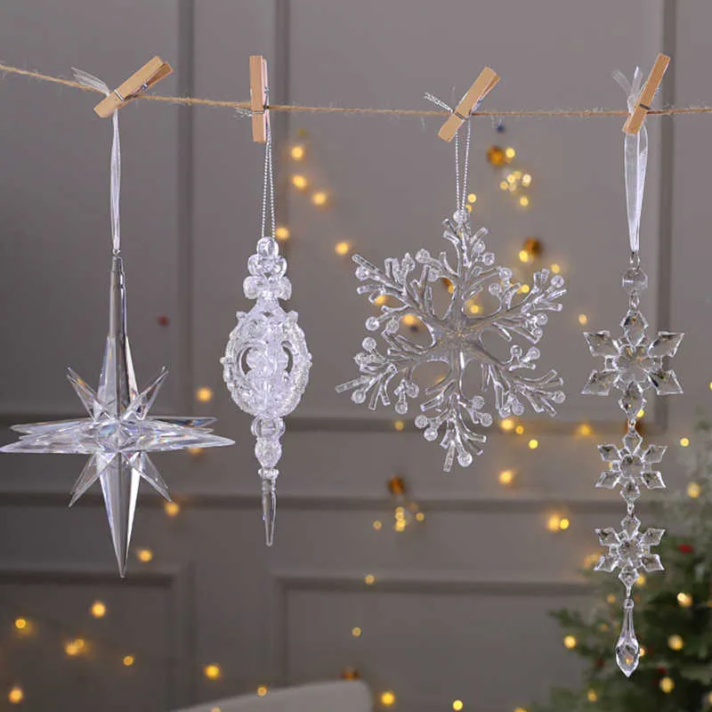 Crystal Diamond Ice Wire Garland Steel Wire Clear Acrylic Crystal Garland  Bead Tree Garland for Christmas Wedding Party Decoration