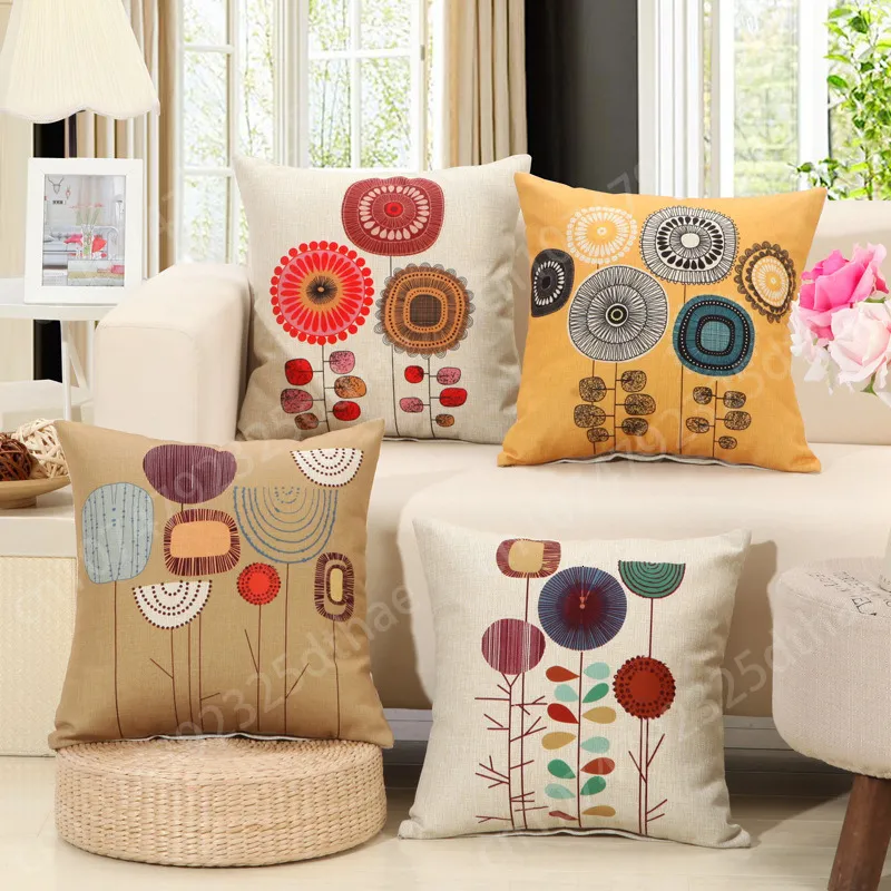 Pillow Case Fashion Flower Pattern Sofa Covers Cushion Cover Nordic Watercolor Home Decor Style Pillowcase For Living Room 230809