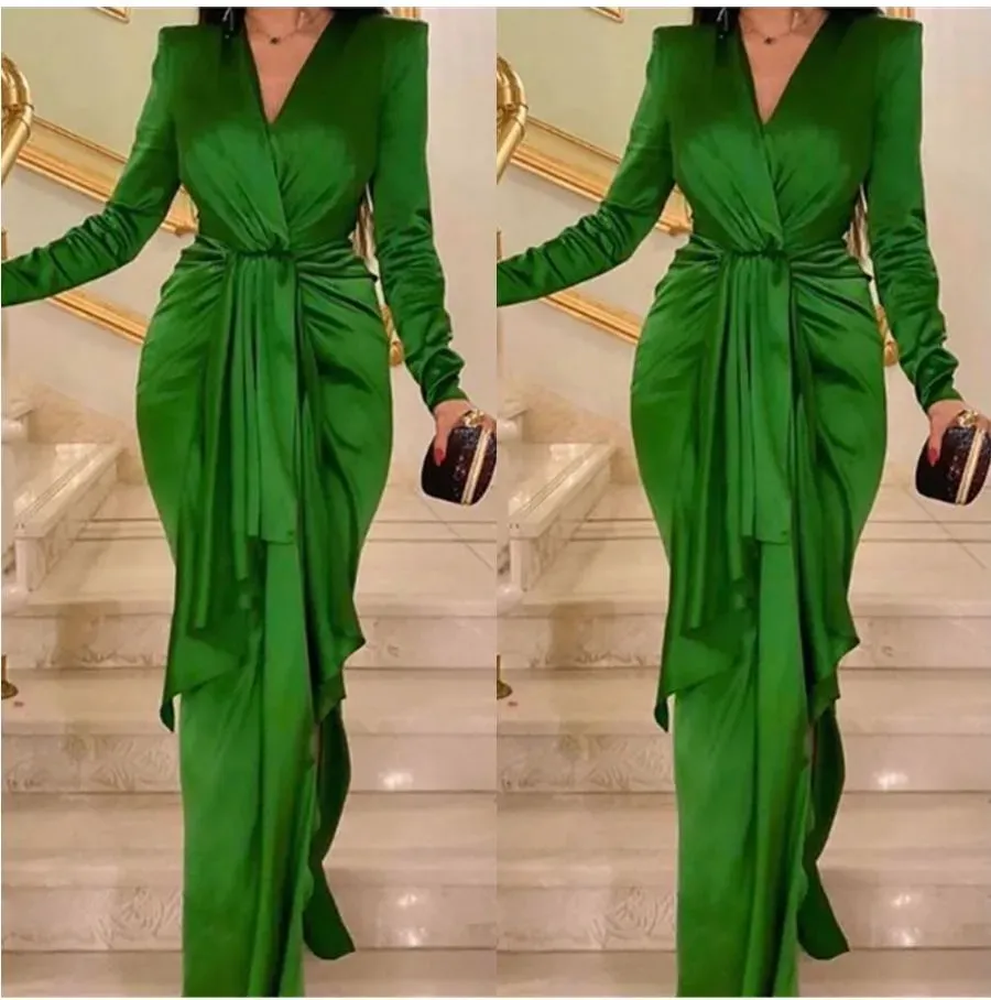 2024 Green Mermaid Prom Dresses Long Sheeve Plus Size Elegant Evening Formal Gown Custom Dress Bridesmaid