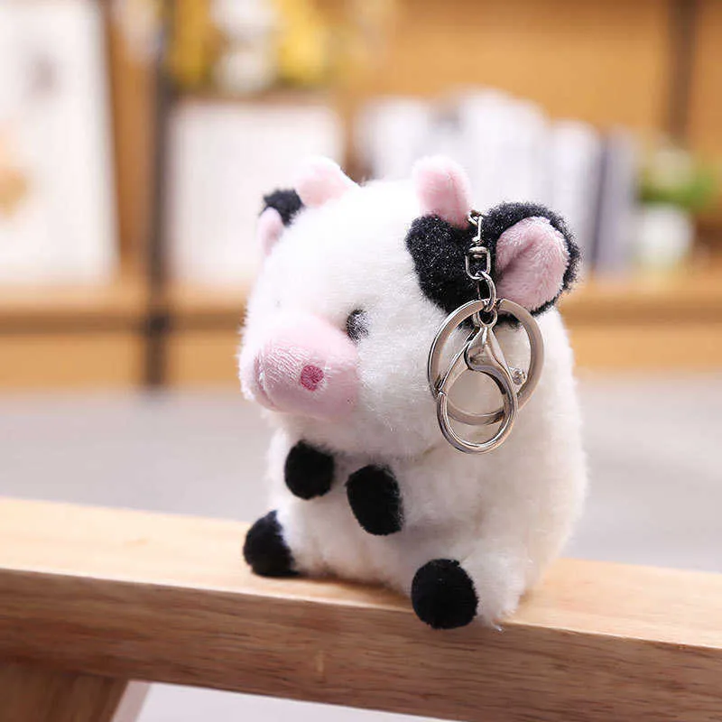 Animaux en peluche 12CM vache en peluche poupée animaux en peluche jouets pour enfants bébé enfants cadeaux en peluche pendentif porte-clés garçons enfants cadeau d'anniversaire