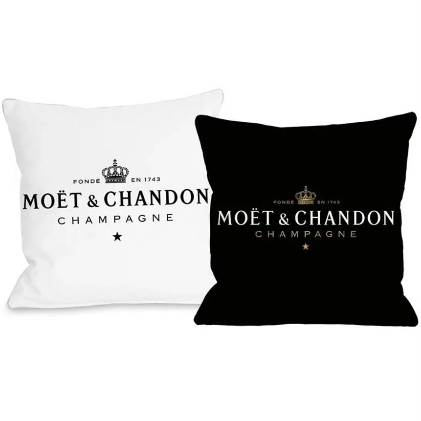 クッション装飾枕ブラックベルベットプリントMoet Cushion Cotton Made Pillowcaseソフトケース高品質の印刷245o