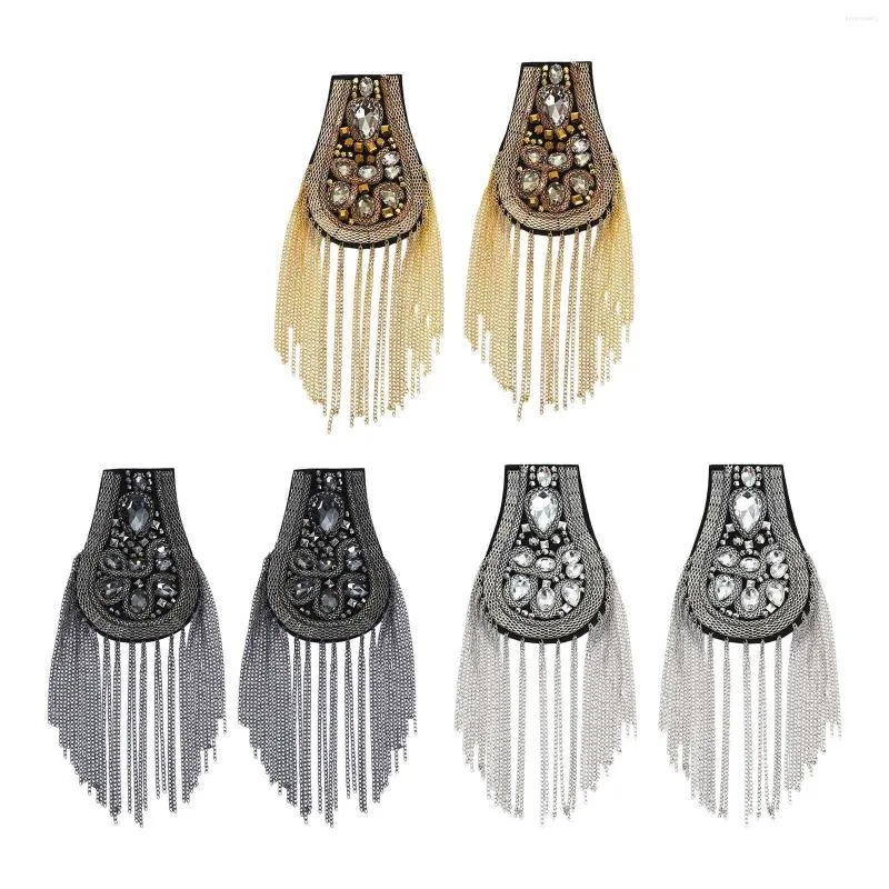 Brooches 2x Tassel Link Chain Epaulet Formal Suit Jewelry Uniform Decor Punk Fashion Shoulder Epaulette For Wedding Holidays Proms Party