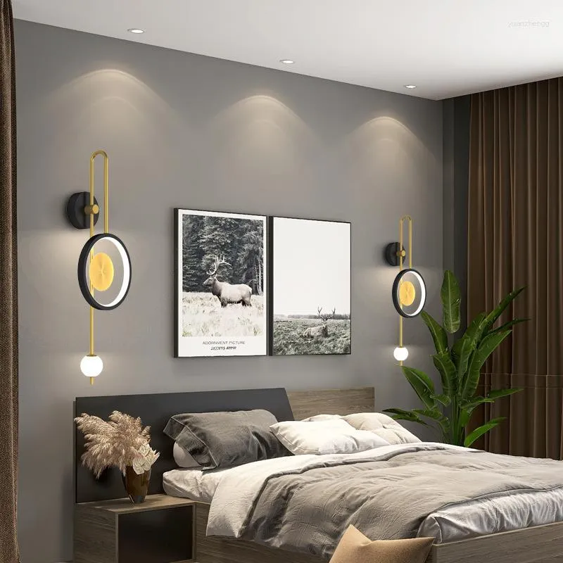Lampade da parete Applique a lanterna Lampada montata a led Decorazioni per camera da letto esagonale Simpatici apparecchi da bagno neri