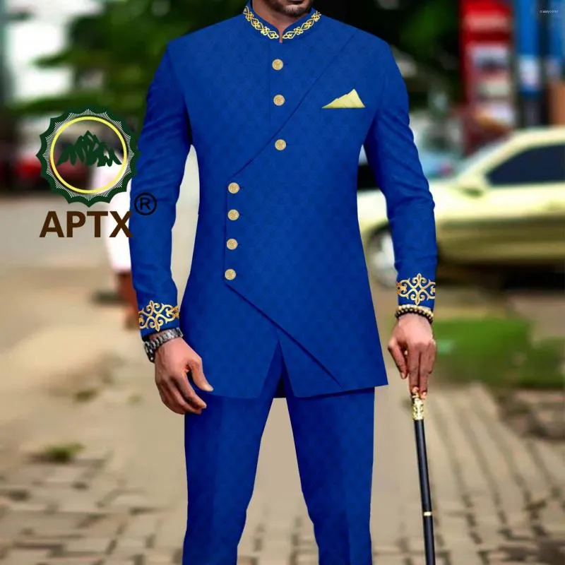 Surv tements pour hommes V tements africains pour hommes d affaires Costume d contract Bazin Riche Veste et pantalon 2 PCS Tenue de soir e Tenue