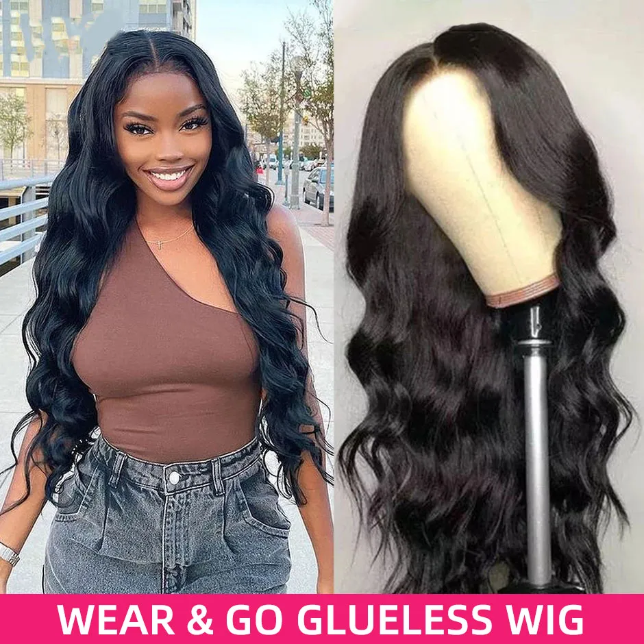 13*4Glueless Human Hair Wig Body Wave Lace Closure Wigs Easy To Install Peruvian Body Wave PreCut HD Lace Wig