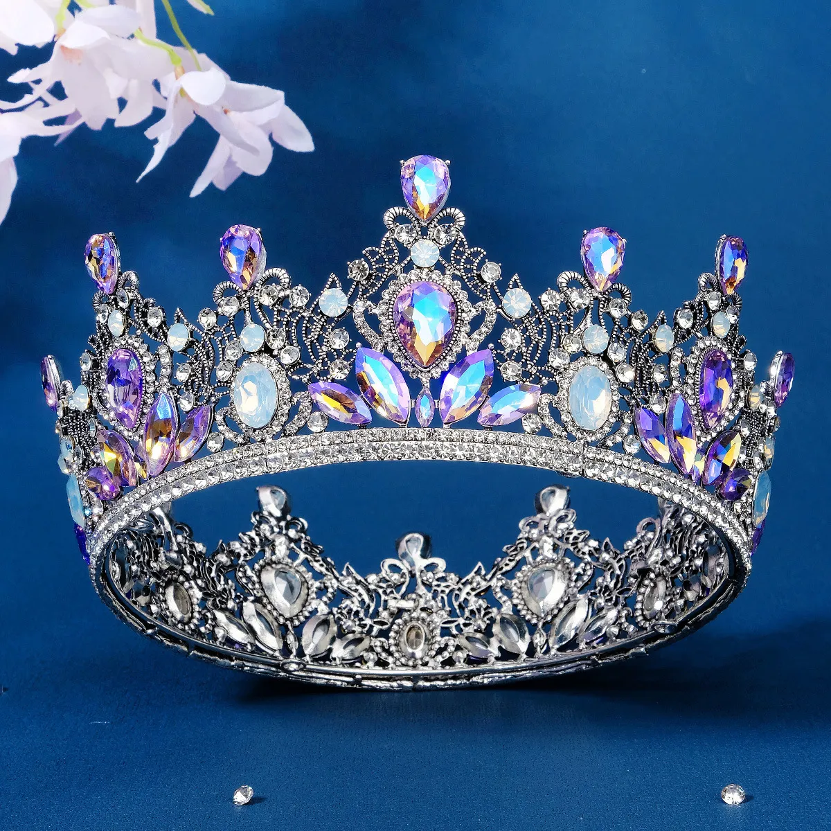 DIEZI-Couronne princesse reine pour filles, diadème en cristal rose pour  fête d'anniversaire, accessoires pour