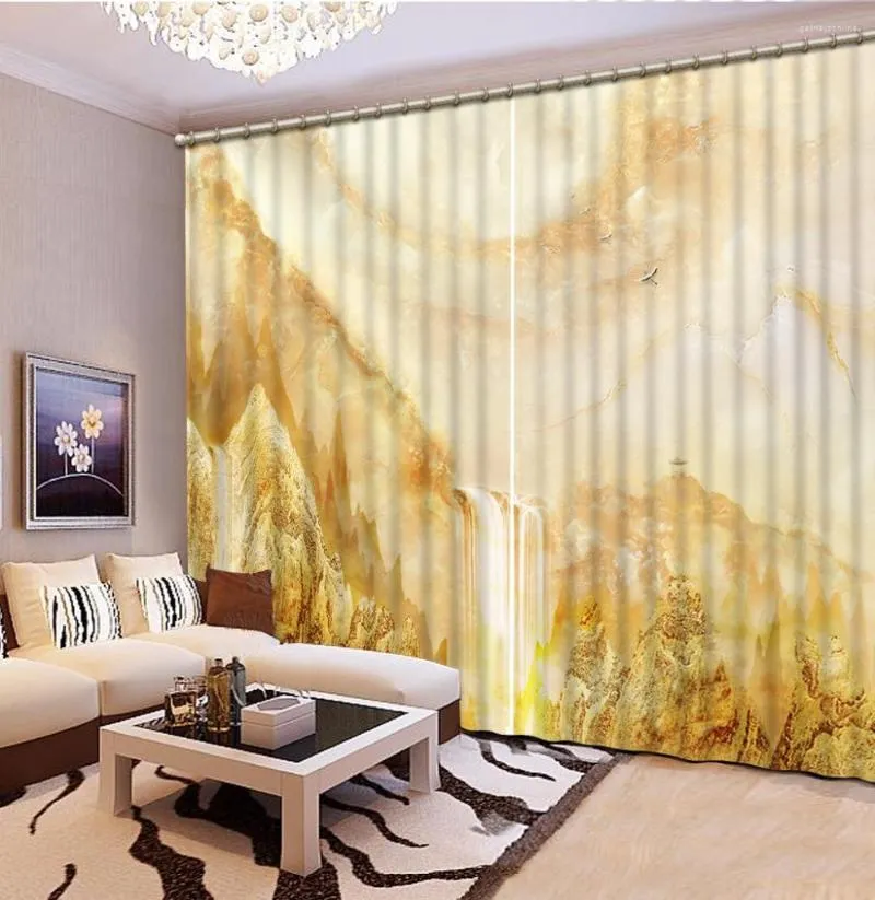 カーテンナチュラル美しい大理石3Dモダンベッドルームカーテンカスタムポッジ