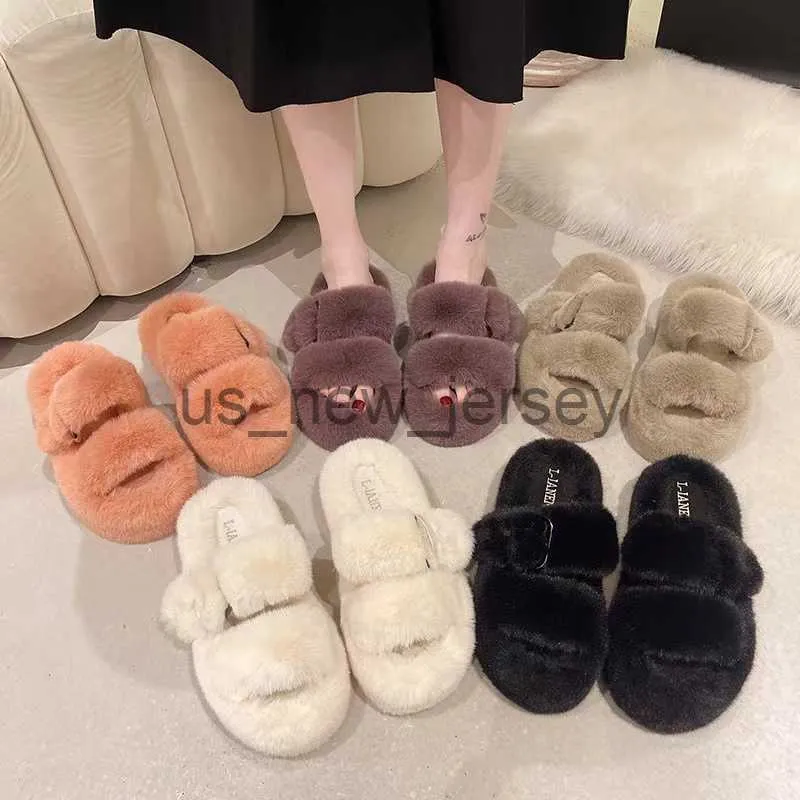 Slippers Shoes for Women 2023 New Fluffy Fur Slippers Women Winter Warm Solid Color Versatile Lovely Casual Footwear Soft Chinelos Planos J230810