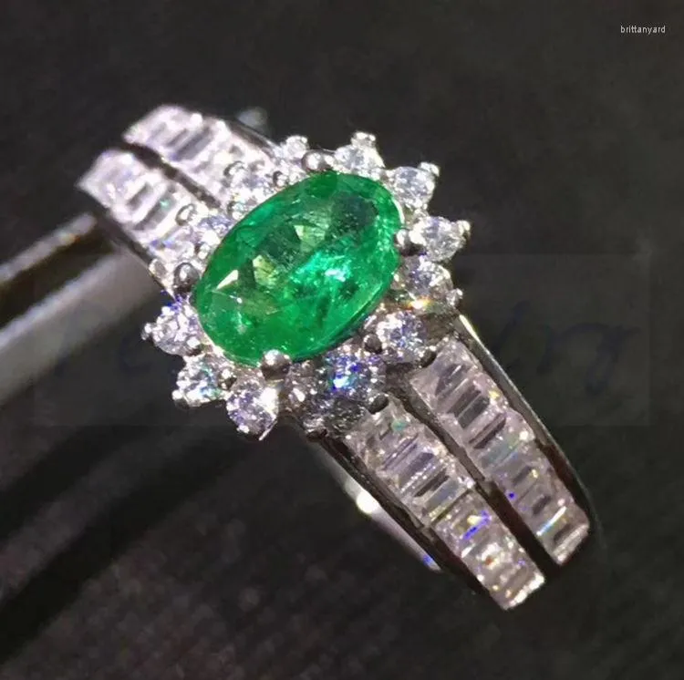 Klusterringar per smycken Natural Real Emerald eller Ruby Ring 925 Sterling Silver 0,85ct Gemstone Fine S8041309