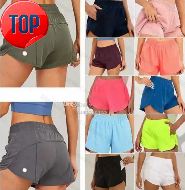 Lululemens Designers Womens Yoga Shorts Fit blixtlås med hög stigning snabb torr citron kvinnor tåg kort lös stil andningsgym rörelse aktuell lu-666