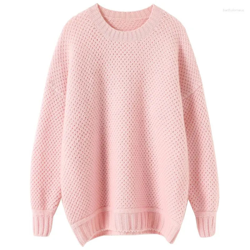 여자 스웨터 핑크 캐시미어 겨울 따뜻한 스웨터 여성 2023 디자이너 최신 패션 의류 풀 오버 긴 소매