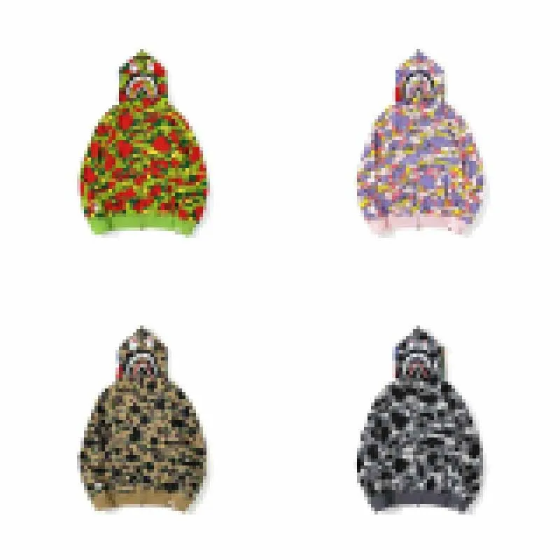 A Bathing Ape Autumn and winter New men's and women's Camouflage Star Shark Head Thin Hooded Sweater Bathing Ape Hooded