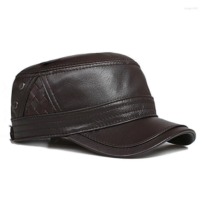 Berets Classics Real Leather Cap Men's Flat Caps Army Military Hat Elegant Man Baseball British Vintage Sheepskin