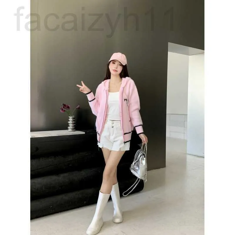 Women's Knits & Tees designer P New Casual Lazy Letter Embroidered Mohair Knitted Cardigan Coat A0SM