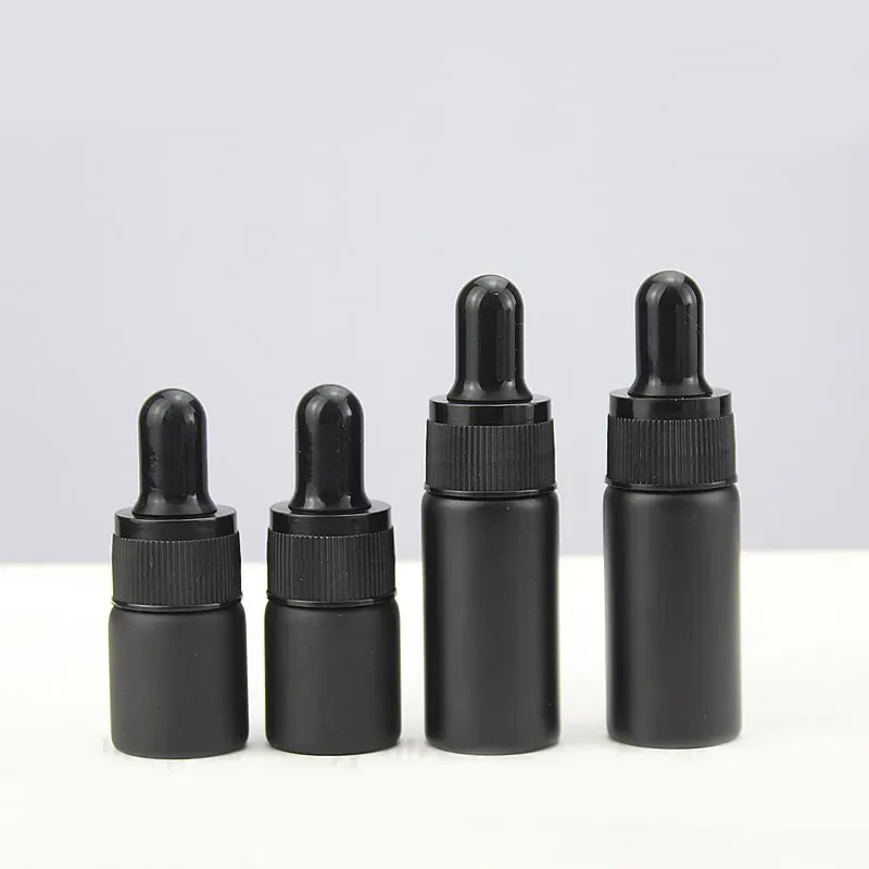 luxury mini 10ml matte black white essential oil glass pipette dropper bottle 5ml wholesale