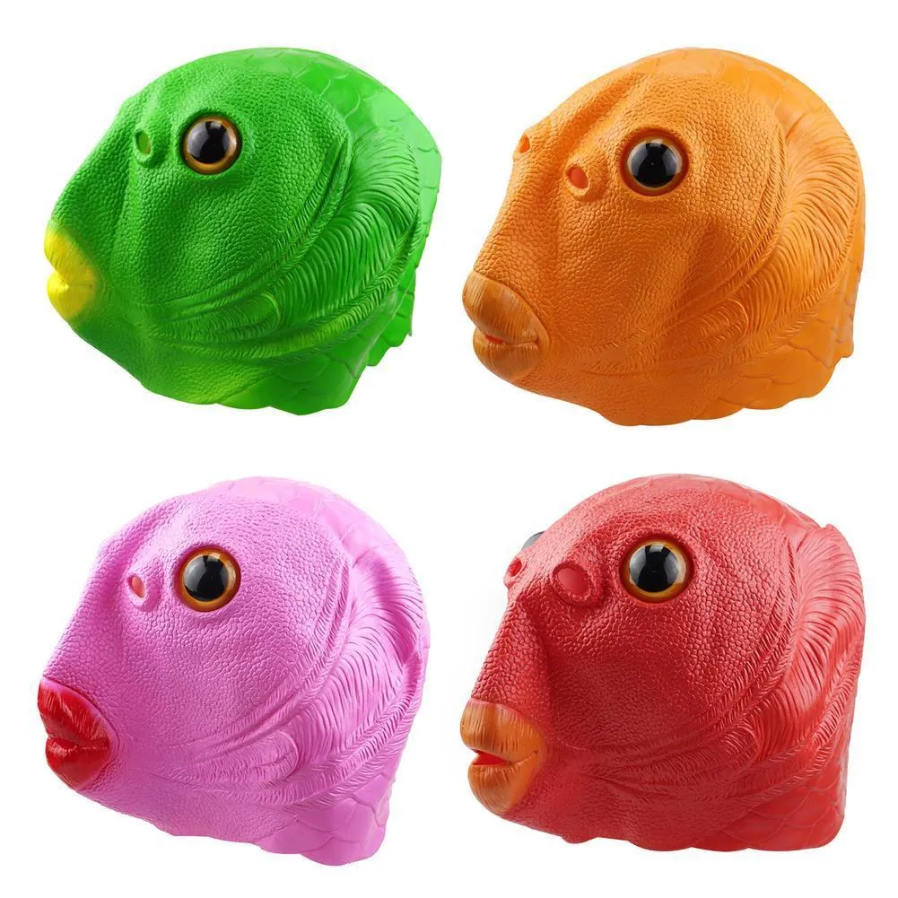 Party Masks Funny Toy Fish Head Mask Rubber Latex Fish Face Party Hjälm Animal Monster Headgear Safe Face Cover Performance Prop 230809