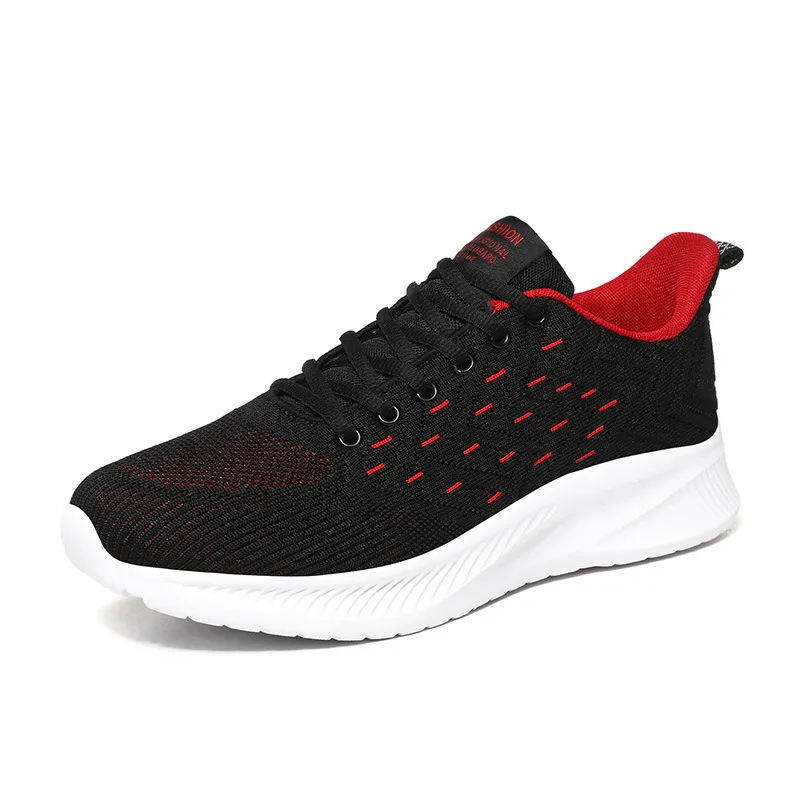 free shipping men new product fashion sports running casual shoes black blue red grey men's breathable flying outdoor shoes