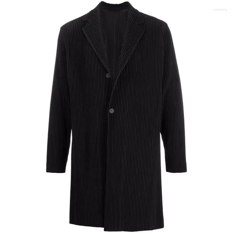 Jaquetas masculinas Homme Coat 2024 Tecido Plissado Top Pendulous Feeling Casual Comprimento Médio Roupas de Estilo Ocidental