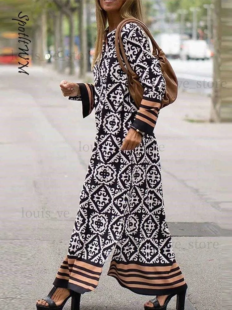 Casual Print Patchwork V Neck Straight Dresses Casual Print Patchwork V Neck Straight Dresses