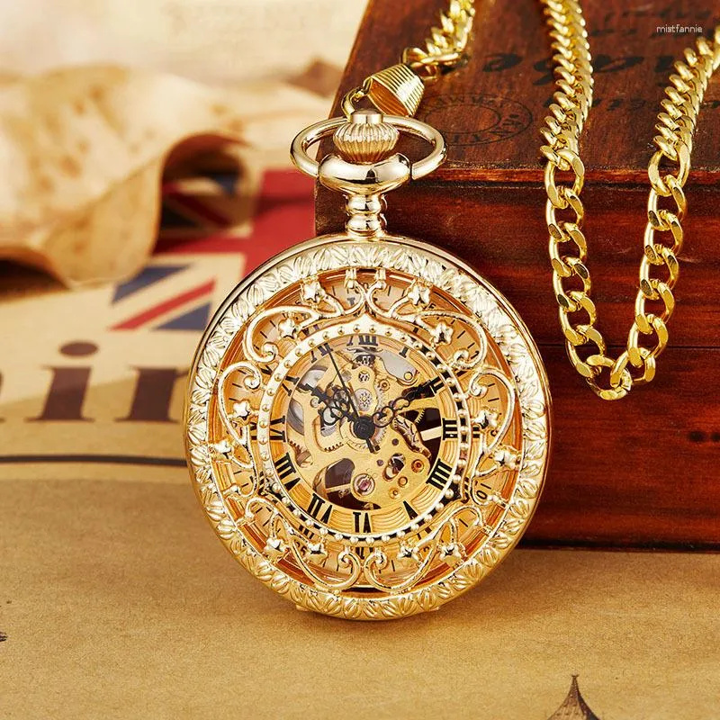 Wristwatches Selling Vintage Flip Hollowed Out Carving Creative Men's Fully Automatic Mechanical Pocket Watch Cocktail Party Fashion Gift