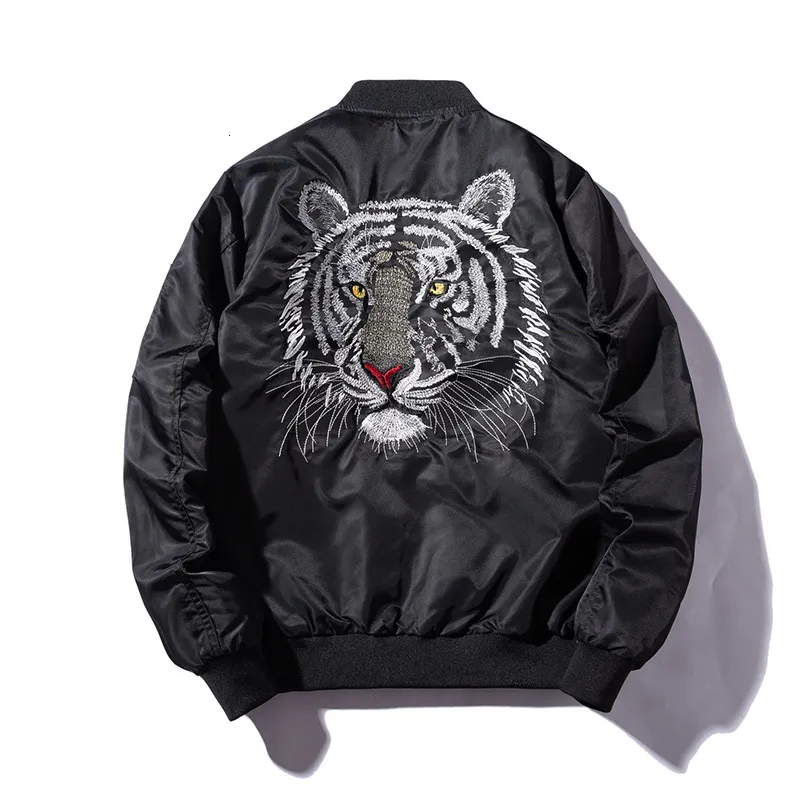 Mäns jackor Mens Bomber Jacket Feather Embroidered Tiger Flight Jackets Pilot Air Force Militär Motorcykeljacka Båt Män 230809