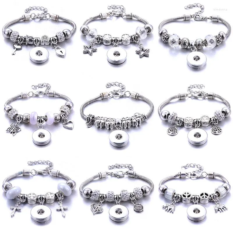 Charm-Armbänder, klassisch, 18 mm, Schnapparmband, trendiger weißer Kristall, Damen-Modeschmuck, Party-Geschenk, Markenzubehör