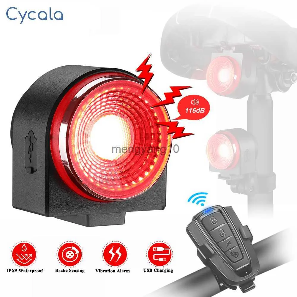 Światła rowerowe Cycala rowerowe światło ogona ładownego wodoodpornego zdalnego sterowania inteligentnym tylnym światłem hamulcowym z alarmem rowerowym włamywaczem HKD230810