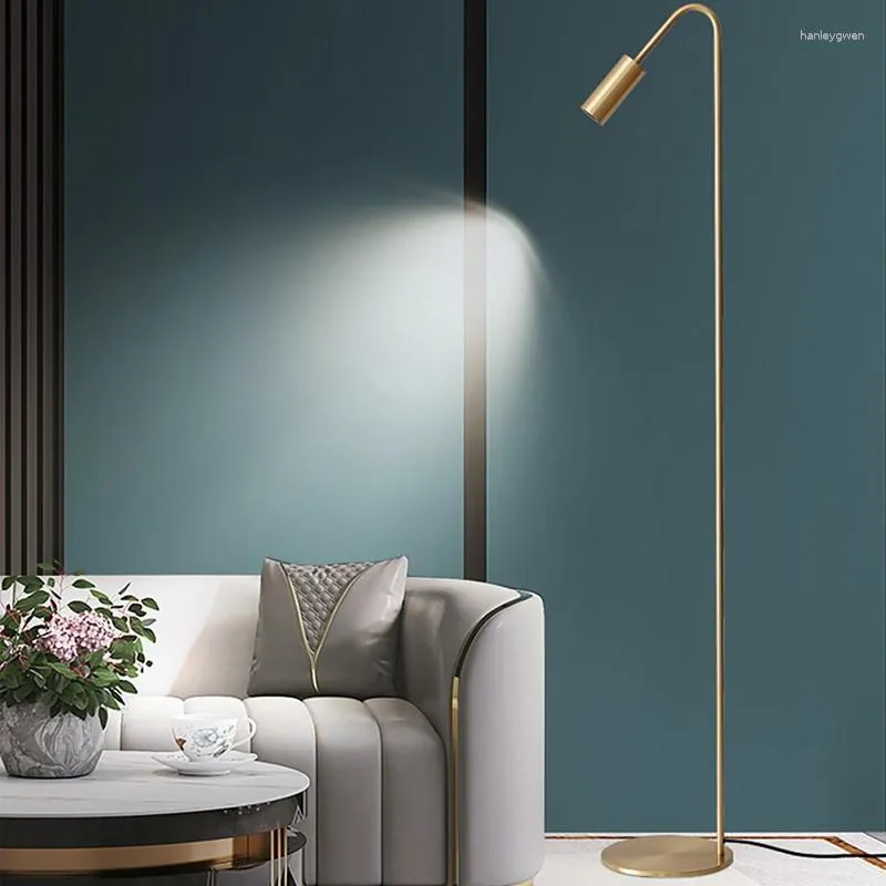 Floor Lamps Luxury LED Copper Lamp Nordic Gold GU10 5W Vertical Lighting Bedroom Living Room Bedside Study Sofa Corner Luminaires