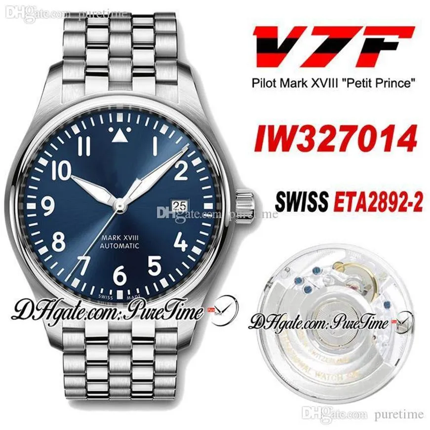 V7f Mark XVIII 327014 Le Petit Prince Swiss ETA2892-自動メンズウォッチスチールケースブルーダイヤルステンレススチールブレスレット新しいPuret261U