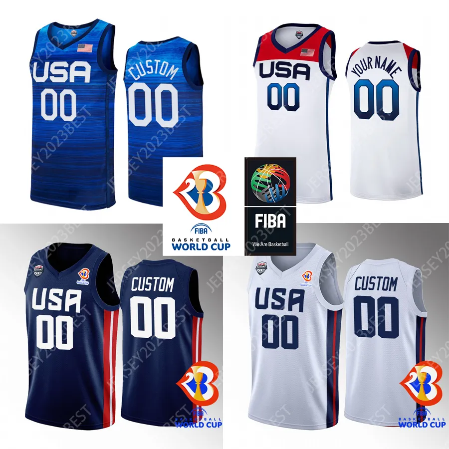 2023 FIBA World Cup US Basketball Jersey Jalen Brunson Austin Reaves Mikal Bridges Jaren Jackson Jr. Anthony Edwards Paolo Banchero Brandon Ingram Tyrese Haliburton