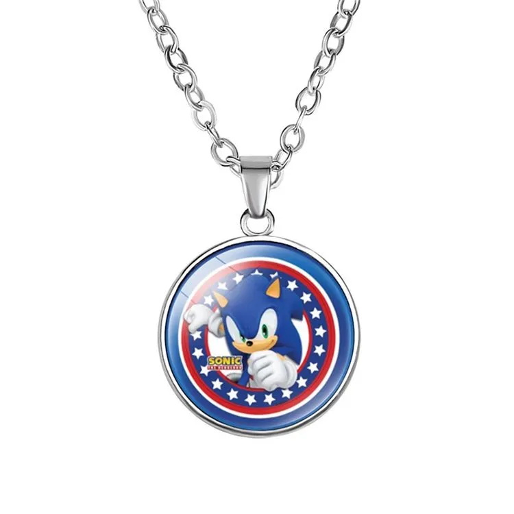 8 style New fashion game anime cartoon  pendant necklace sonic figure pattern necklace jewelry accessories Wholesale JJ178