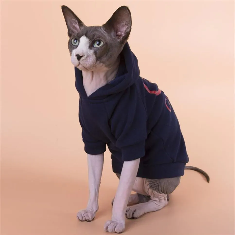 Cat Costumes Designer Sphinx Clothes Devin Hairless For Apparel Autumn Winter Hooded Plus Fleece Warm Sphynx2824