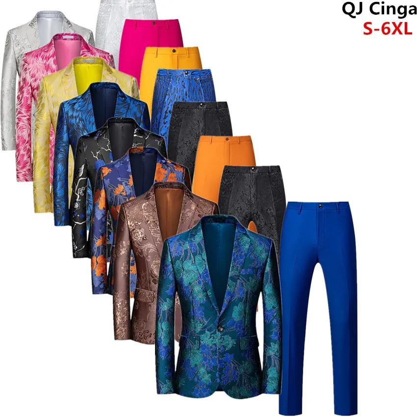 Ternos Masculinos Blazers Marca Luxo Smoking 2 Peças Homens Festa de Casamento Blazer e Calças Slim Fit Ternos Masculinos Tamanho Grande S-6XL JaquetaPantalones 230809