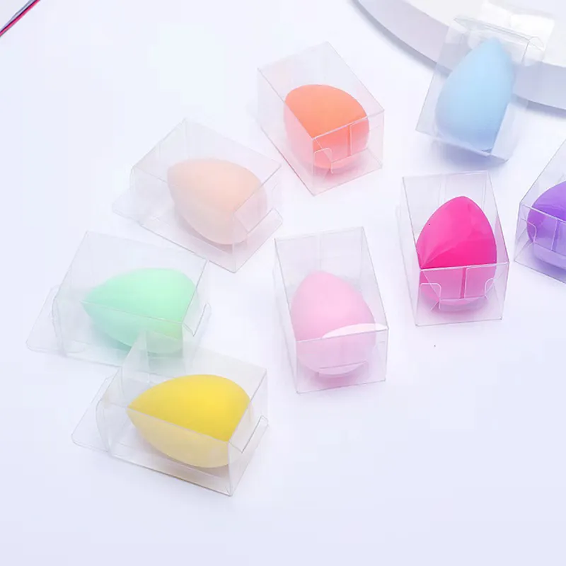 Applicateurs d'éponges coton 50pcs éponge de maquillage personnalisée boîte en PVC transparent poudre de bouffée cosmétique pour bricolage accessoires de beauté de marque privée 230809