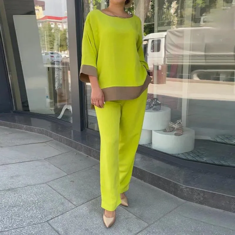 Elegant Solid Color Palazzo Pants Matching Set Set With Wide Leg, Round  Neck, And Elastic Waist Perfect For Parties And Everyday Wear From Cactuse,  $24.14