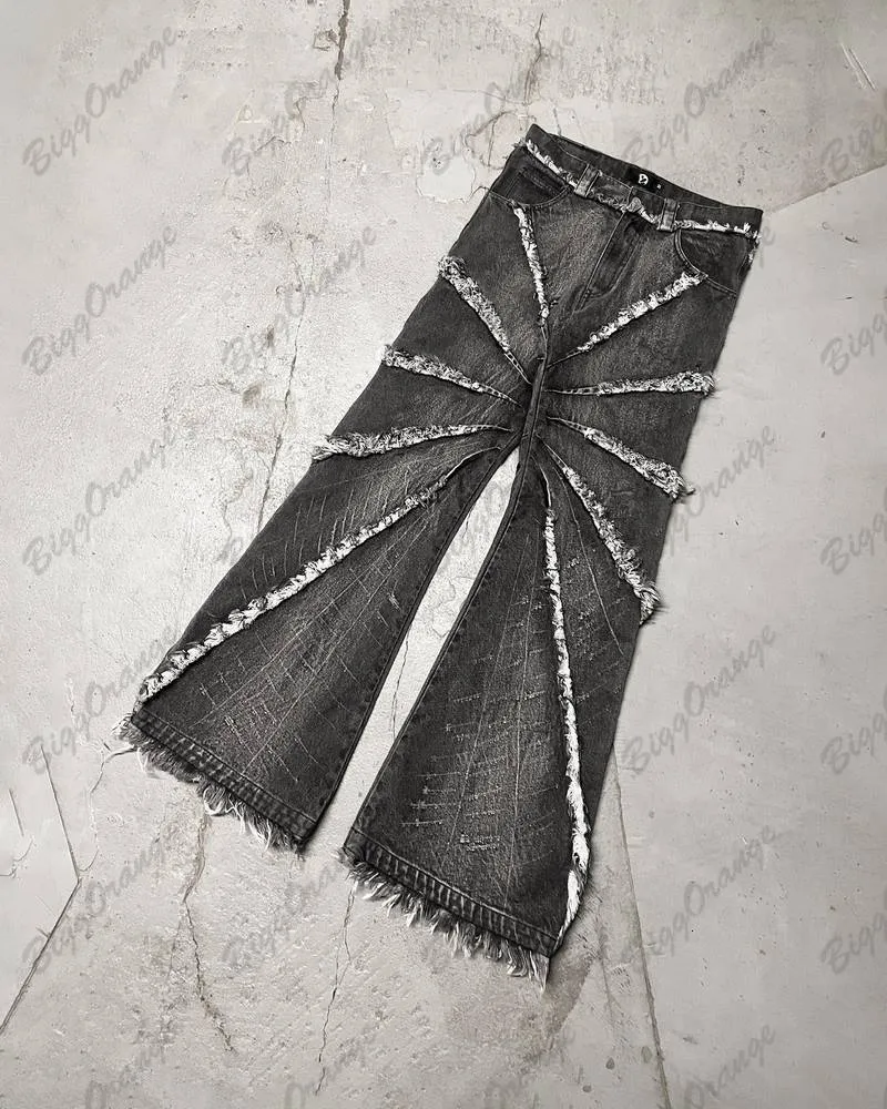 00's Ifsixwasnine Archive laced zipper flare denim pants