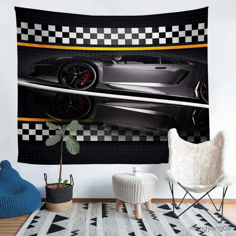 Tapissries Sports Car Tapestry Wall Hanging For Kids Girls Extreme Sports Tapestry Cool Racing Car Wall Decor för sovrum vardagsrum R230810