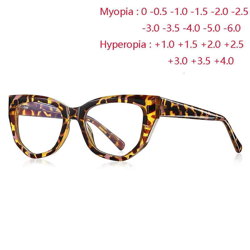 نظارات القراءة 0 -0.5 -0.75 إلى -6.0 نظارة قريبة من الضوء الأزرق للنساء للنساء TR90 Hyperopia Eyeglasses Power 0.5 إلى 4.0 230809