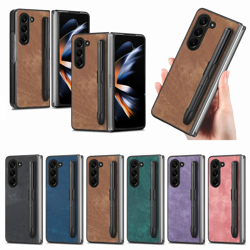 Fold5 Retro Floting Shell для Samsung Galaxy Z Fold 5 Anty Scratch Phone Case с слотом для ручки