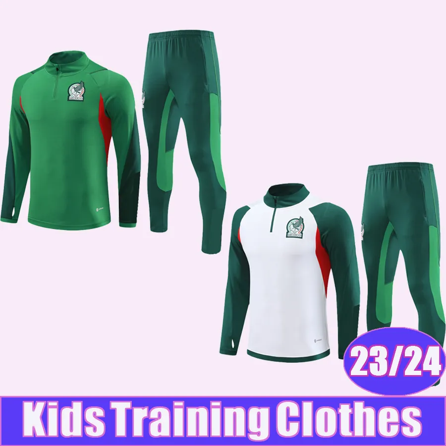 23 24 Mexico Kids Kit Training Wear Soccer Jerseys O. Herrera R. Alvarado S. Gimenez H. Lozano J. Sanchez S. Cordova G. Ochoa fotbollströjor