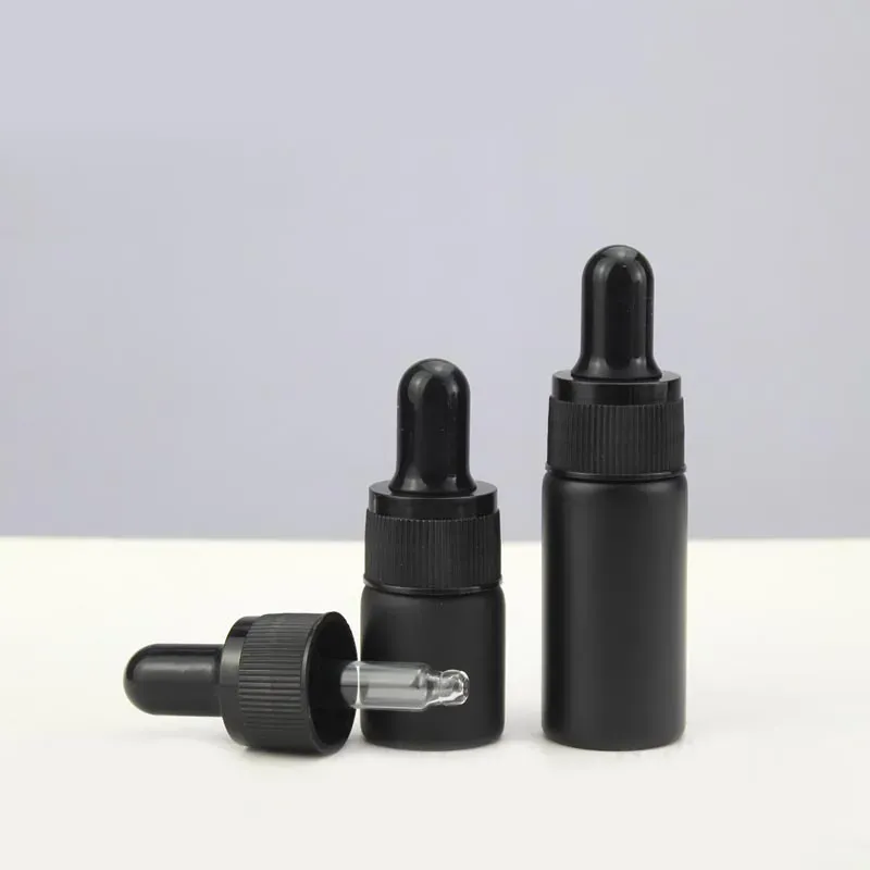 luxury mini 10ml matte black white  oil glass pipette dropper bottle 5ml wholesale