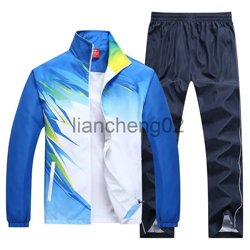 Herrspårar för män Sportwear New Spring Autumn Set Training Suit 2 Piece Jacket+Pant Young Man Wear Casual Tracksuit Asia Size L-5XL J230810