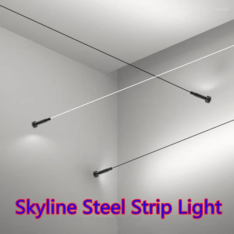 Candeeiro de Parede Skyline Linear Luz Corredor Decoração Criativo Moderno Simplicidade Preto Branco Barra de Aço Corredor Faça Você Mesmo Comprimento