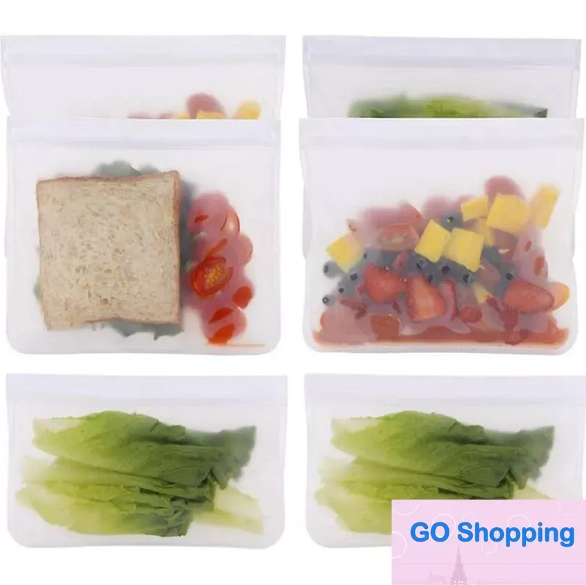 Fashion Refrigerator Food Bag Reusable Vacuum Silicone Food Fresh Bag Sealer Milk Fruit Meat Storage Bags Organizer Bags 100pcs