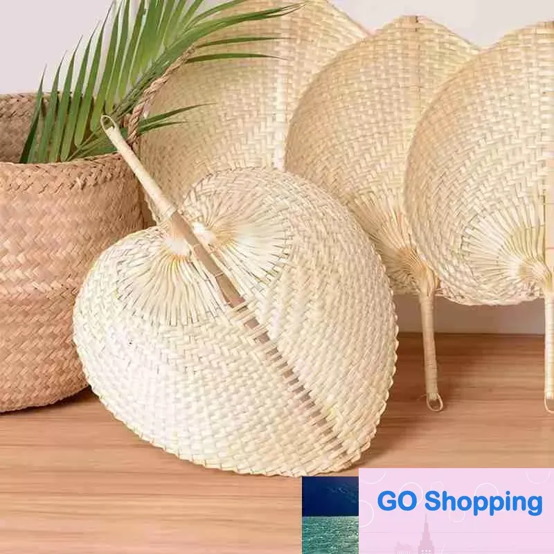 Wholesale Peach Shaped Bamboo Fan Creative Hand Summer Cooling Wooden Handmade Decorative Woven Party Diy Weddin Fans China Supplies