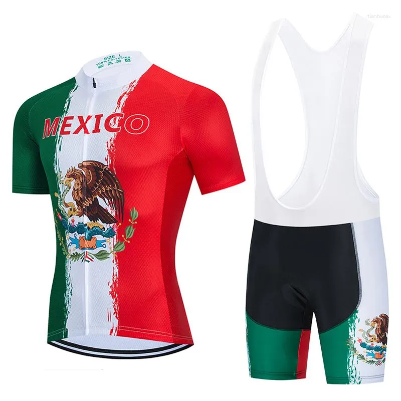 Racing set Mexico Cycling Team Jersey Bib Mountain Bike Clothing Summer Quick Dry Bicycle Clothes Mtb Mens Short Maillot Sports Outfit